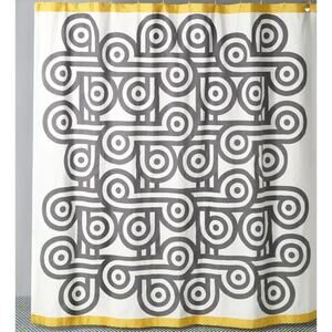 JONATHAN ADLER Charlie Cotton Chartreuse Yellow Green Grey Cream Shower Curtain